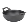 thumbnail image 1 of Cast Iron Wok with Handle for Authentic Asian Cooking, Wooden Lid, Flat Base for Easy Cooking, 1 of 7