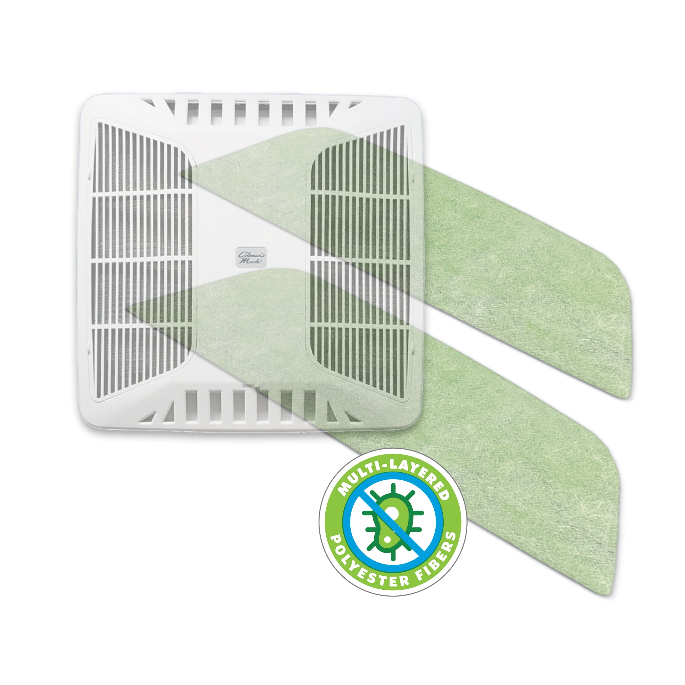 (4 pack) RV Air AC-125G Coleman Mach Max Air Conditioner Filter Replacement, Size 10.5" x 7", Polyester, Green, Merv 6 Rating