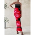 thumbnail image 2 of Vestido largo PRETTYGARDEN para mujer, sin tirantes, con estampado floral, 2 of 7