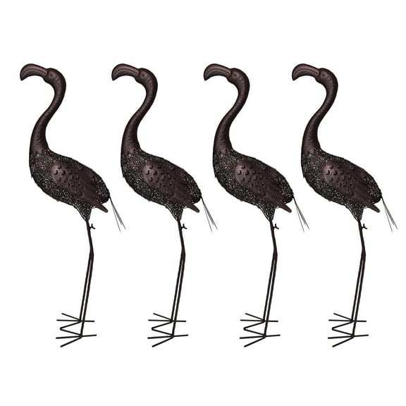 Outdoor Living and Style Solar LED Lighted Flamingo Outdoor Garden Statues - 40" - Brown - Set of 4