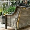thumbnail image 3 of XIZZI PE Rattan Wicker Patio Conversation Set High Back Sofa Set with Swivel Rocking Chair and 46" Fire Pit Table,Black, 3 of 8