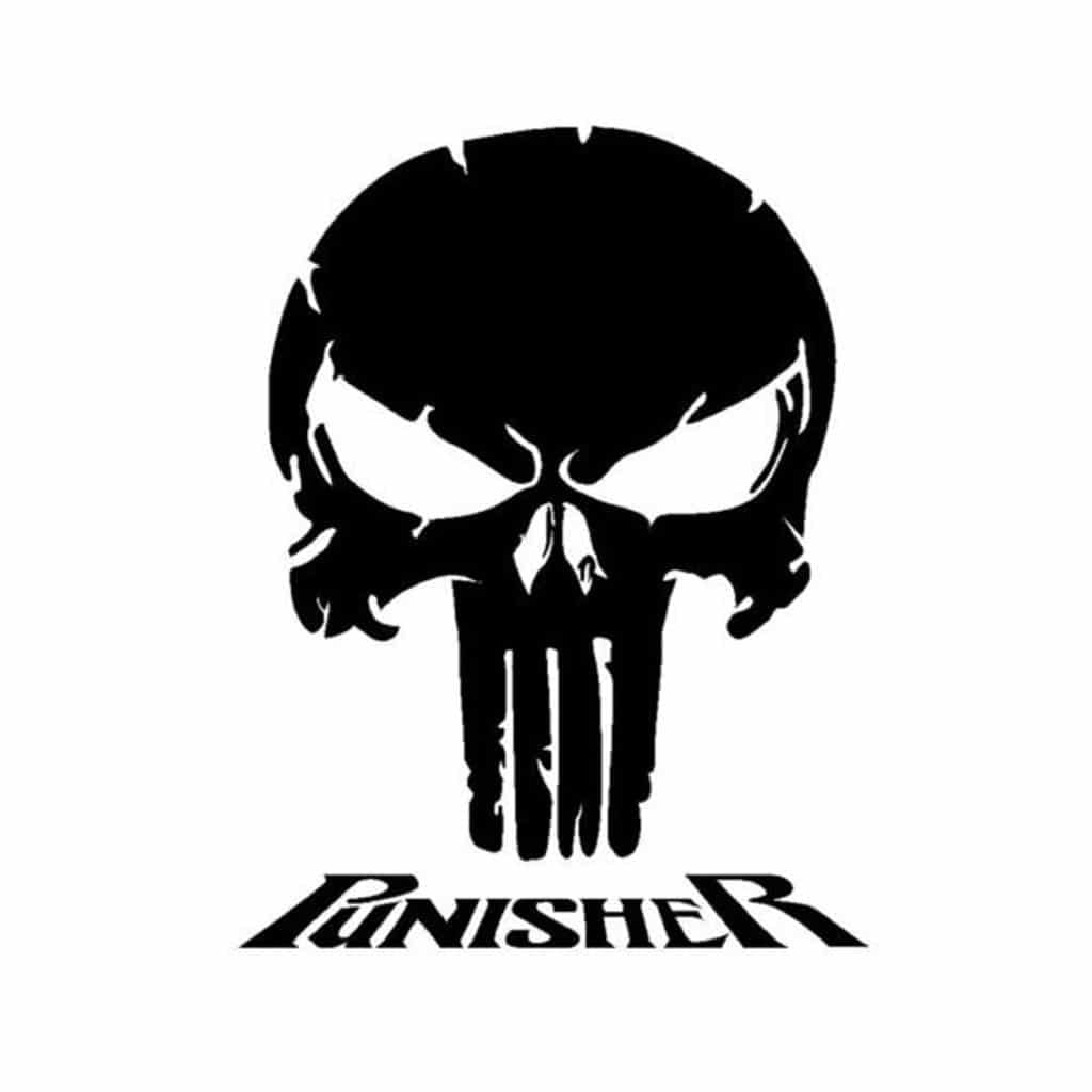 Sticker - Black Punisher Logo Marvel Comic Hero Skull RUB-ON Decal Gift  #50009