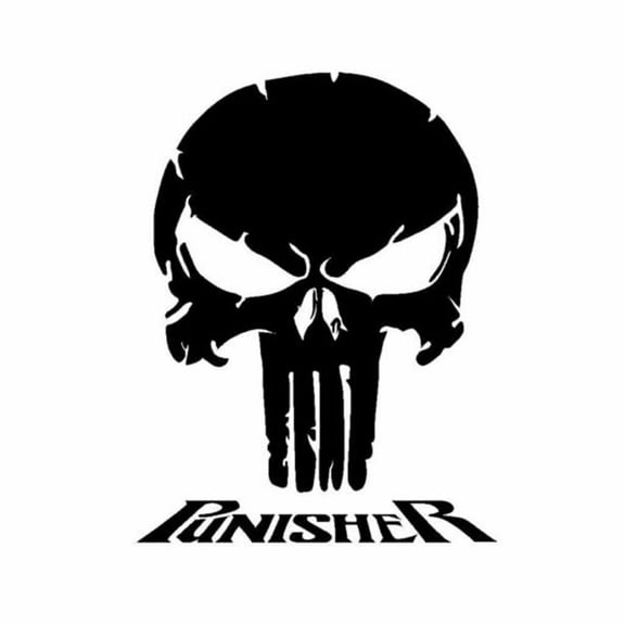 Punisher Skull Inspired Decal Sticker | 6-Inches By 4.5-Inches | Black Vinyl