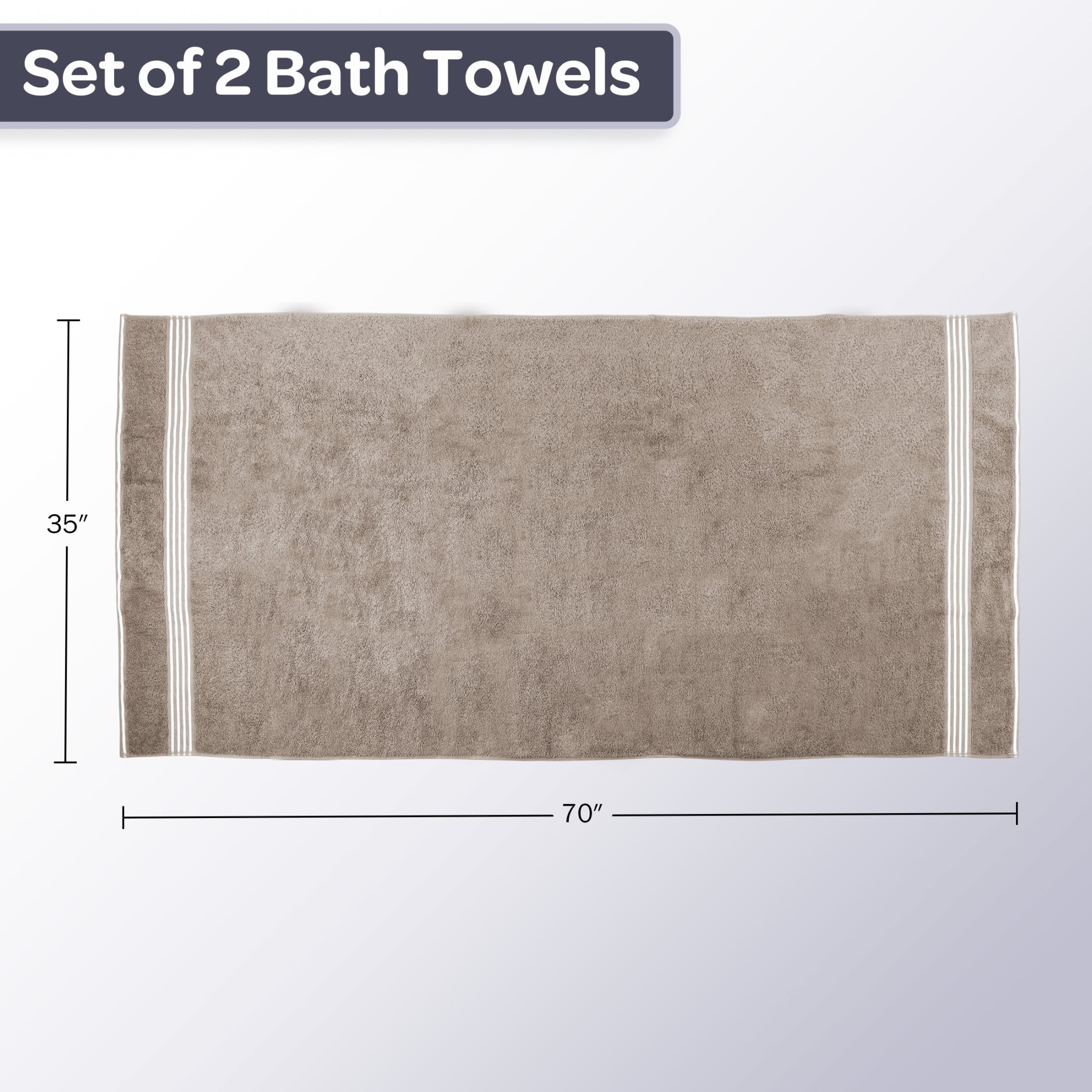 Lavish Home 35x70in Bath Towels - 2PC Quick Dry Cotton Towel Set (Beige)