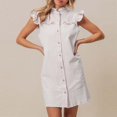 thumbnail image 6 of Riforla Women's Summer Lightweight Flutter Sleeve Denim Shirt Dress Color Loose Fit Jean Dresses Shopping Women Dresses White L, 6 of 10