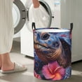thumbnail image 5 of Sikiie Realistic Flower Turtle Print Round Dirty Clothes Basket, Waterproof Standing Foldable Storage Basket, for Laundry Room, Bedroom, Bathroom Storage-Small, 5 of 6