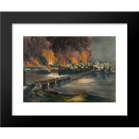 The Fall of Richmond, Va. on the Night of April 2d. 1865 20x24 Framed Art Print by Currier and