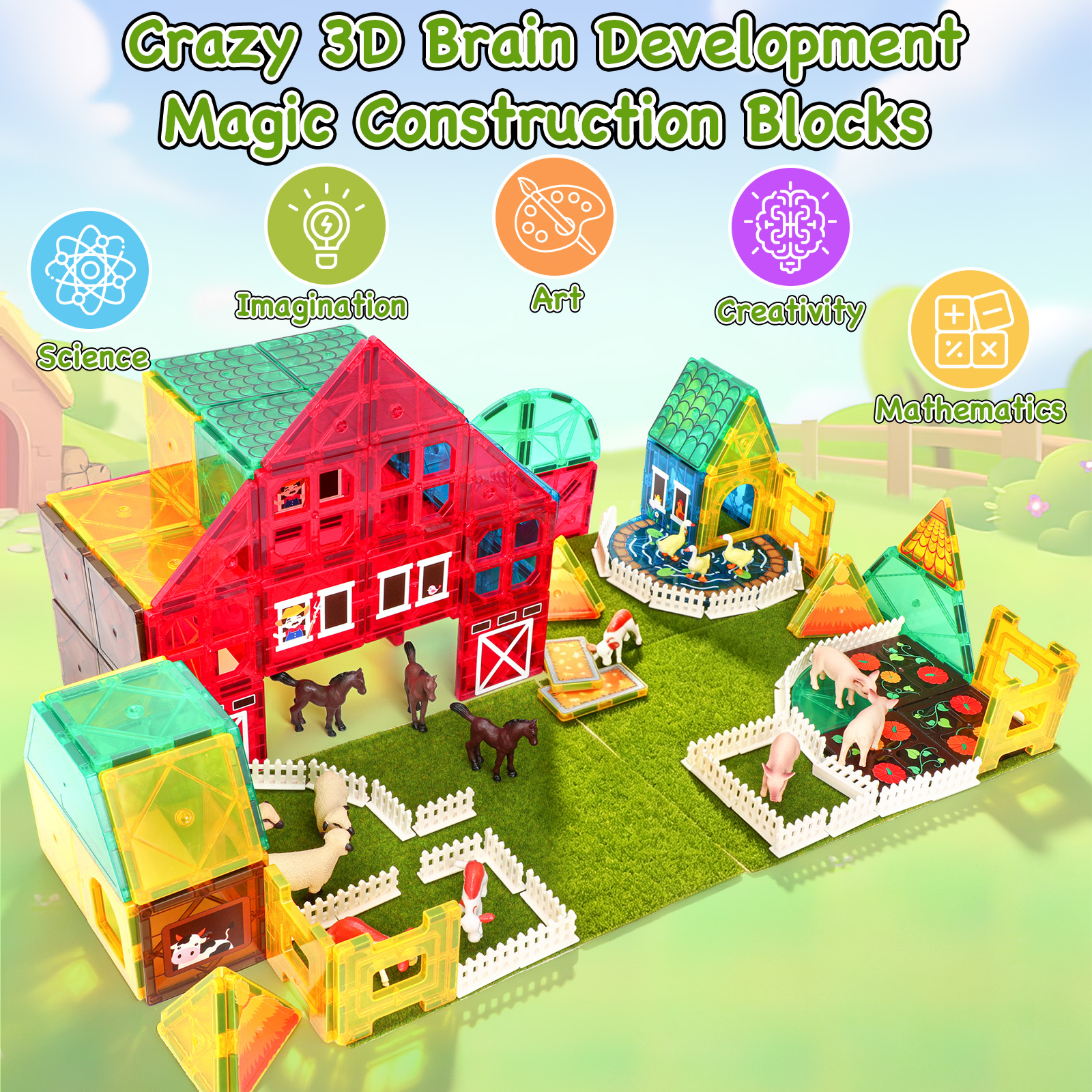 FunMagic 50-Piece Magnetic Farm Animal Building Set photo 5