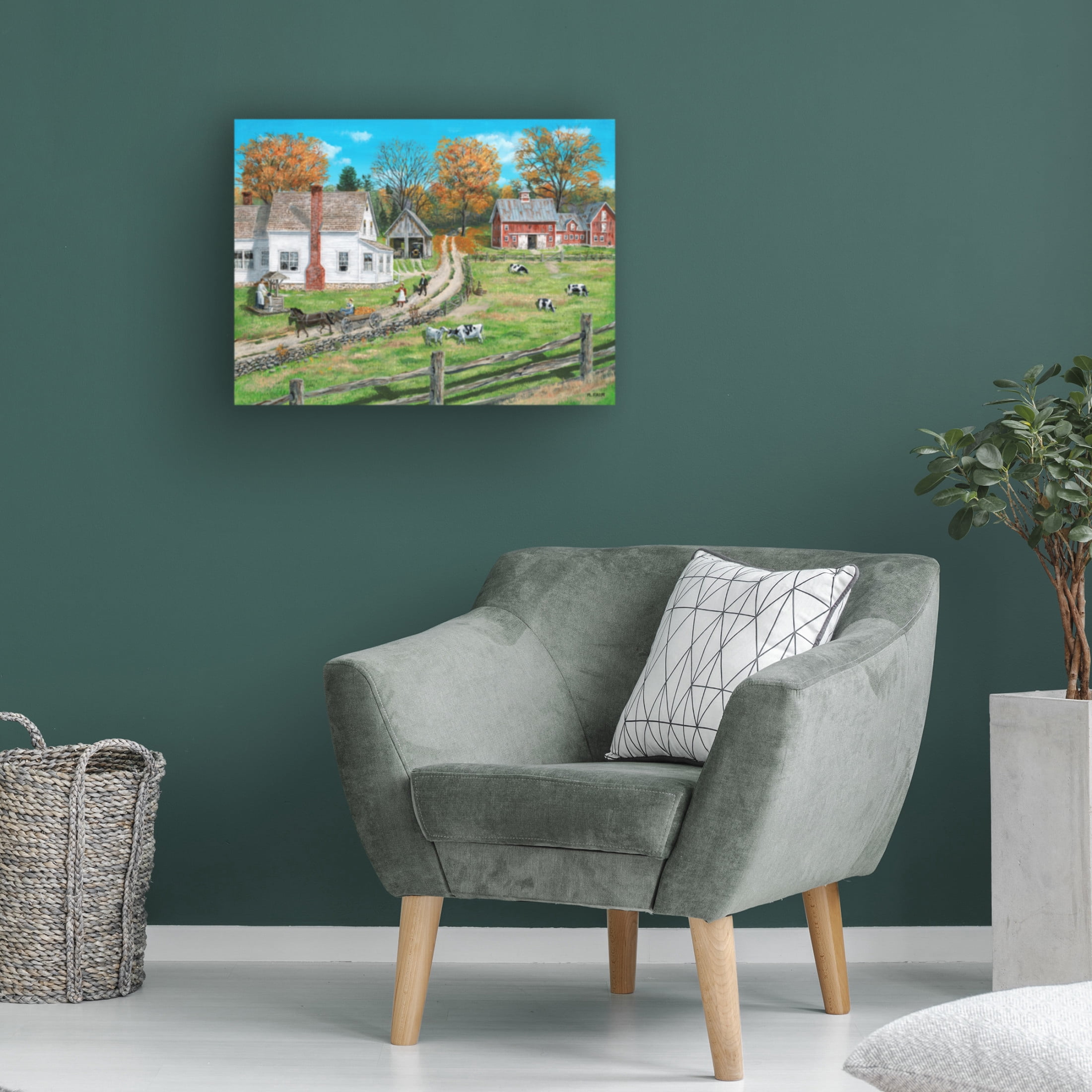 Canvas Wall Art - Bob Fair 'Split Rail Farm' Wall Art for Living Room, Bedroom, or Office Décor by Trademark Fine Art - 32 x 24 Inches