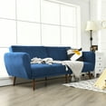 thumbnail image 3 of Costway Canapé-Lit Futon Convertible, Divan Réglable avec Pattes en Bois, Bleu Marine, 3 of 10