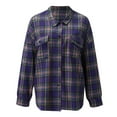 thumbnail image 4 of Flannel Plaid Shirts for Women Loose Fit Boyfriend Long Sleeve Button Down Shirt Casual Fall Blouse Jackets, 4 of 5