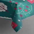 thumbnail image 4 of Dark Teal Christmas Village Pattern Rectangle Tablecloth 60"x102",Waterproof Polyester Rectangle Table Cloth, Wipeable Spillproof Polyester Tablecloth for Dining, Camping, Indoor and Outdoor, 4 of 6