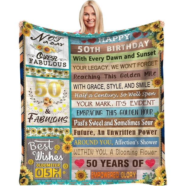 LHSHID 50th Birthday Gifts for Women Happy 50 Year Old Gifts Decorations Gift Ideas for Her Funny 50th Birthday Throw Blanket Gift Ideas 50"x60"
