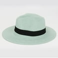 thumbnail image 2 of ZQUUVOU Straw Boater Sun Hat for Women Men Wide Brim Fedora Panama Hat Sun Flat Top Hat Foldable Packable Beach Hat Mint Green, 2 of 4