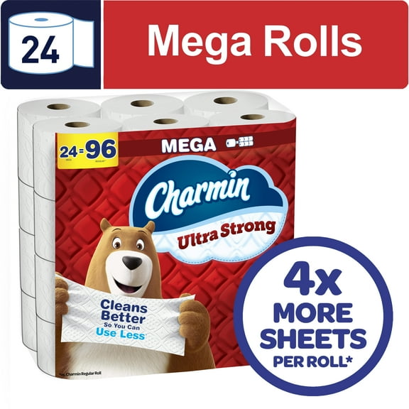 Charmin Ultra Strong Toilet Paper 24 Mega Rolls, 220 Sheets Per Roll