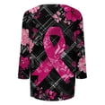 thumbnail image 3 of NAMTYQX Breast Cancer Awareness T-Shirts Round Neck Stretch Fashion 3/4 Sleeve Hot Pink Size L, 3 of 5