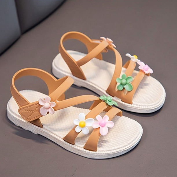 Sandalias de verano para niñas pequeñas 2023 nueva flor Simple lindo rosa verde niños sandalias niño bebé suave Casual escuela niños zapatos Tan Jianjun unisex