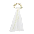 thumbnail image 1 of Velo de novia bohemio con guirnalda floral para mujer, ideal para despedidas de soltera y fiestas. rosa, 1 of 9