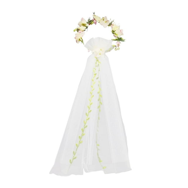 Velo de novia bohemio con guirnalda floral para mujer, ideal para despedidas de soltera y fiestas. rosa