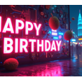 thumbnail image 4 of Neon Style Happy Birthday Banner Background Party Decorations for Birthday Party Celebrations Photography Props Backdrop Supplies, 4 of 8