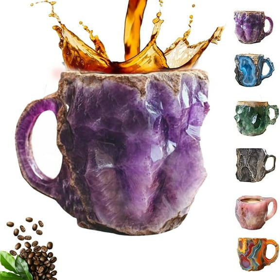 Mineral Crystal Coffee Mug, 3D Crystal Coffee Mugs, Funny Natural Mineral Rock Coffee Mug