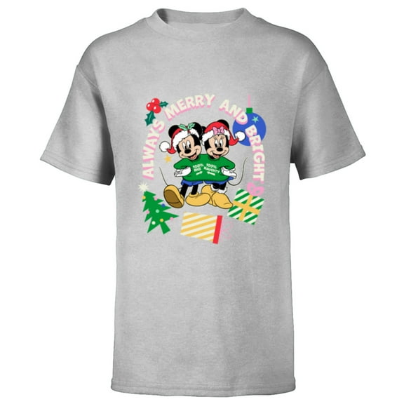 Disney Mickey & Minnie Christmas Always Merry & Bright - Short Sleeve T-Shirt for Kids - Customized-Athletic Heather