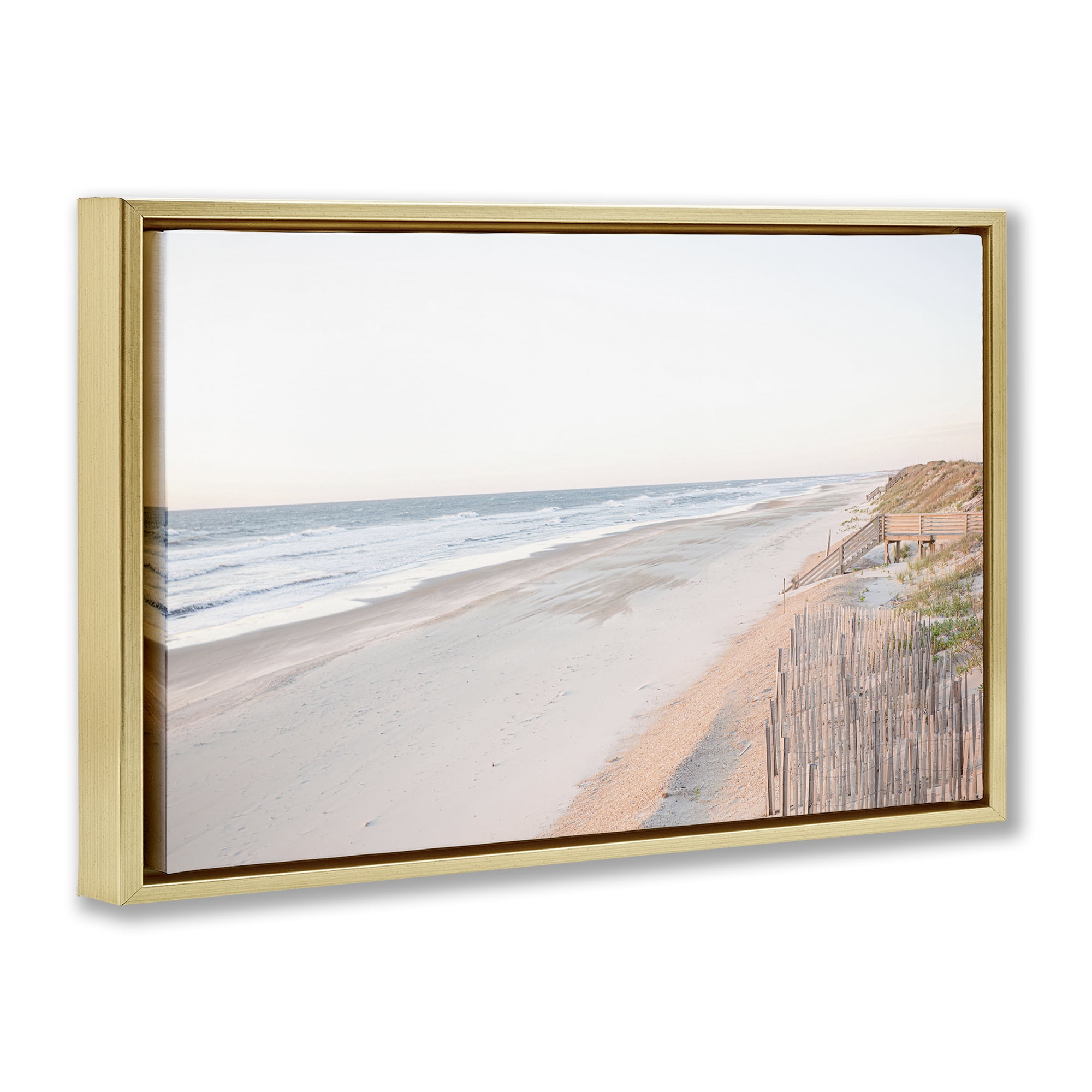 Stupell Industries Vast Beach Horizon Landscape & Nature Painting Gold Floater Framed Canvas Art Print Wall Art, 31 x 21