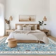 thumbnail image 6 of MJIAexp 6'x9' Moroccan Area Rug Washable Bedroom Rug Vintage Boho Area Rug Non-Slip Accent Throw Rug Stain Resistant Floor Carpet for Kitchen Entryway Living Room Office Floral Blue, 6 of 14