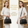 thumbnail image 2 of INSPIRE CHIC Vegan Leather Purse Bags Top Handle Dome Satchel Bag with Strap for Women Black, 2 of 6