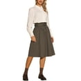 thumbnail image 2 of INSPIRE CHIC Plaid Skirts for Women's Vintage High Waist Double Belted A-Line Midi Skirt Brown XS, 2 of 5
