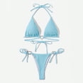 thumbnail image 4 of Conjunto de Bikini pequeño con realce para mujer, traje de baño pequeño con Tanga, Color contrastante, estilo brasileño, 2024, 4 of 5