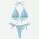 thumbnail image 4 of Conjunto de Bikini pequeño con realce para mujer, traje de baño pequeño con Tanga, Color contrastante, estilo brasileño, 2024, 4 of 5