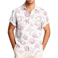 thumbnail image 3 of Xcmzpl Beach Vacation Aloha Camp Collar Shirt for Men Short Sleeve Button Down Shirts Funny Hawaiian Print Holiday Tops Loose Fit Summer Tees Pink M, 3 of 7