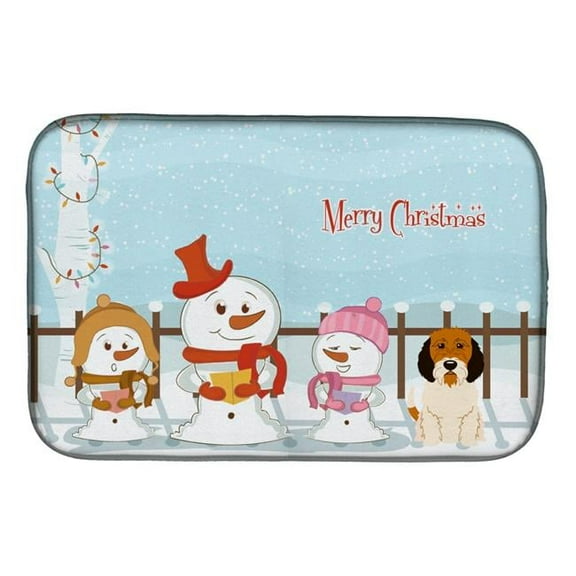 Merry Christmas Carolers Petit Basset Griffon Veenden Dish Drying Mat