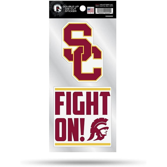 University of Southern California Trojans USC 2-Piece Double Up Die Cut Sticker Decal Sheet, 4x8 Inch