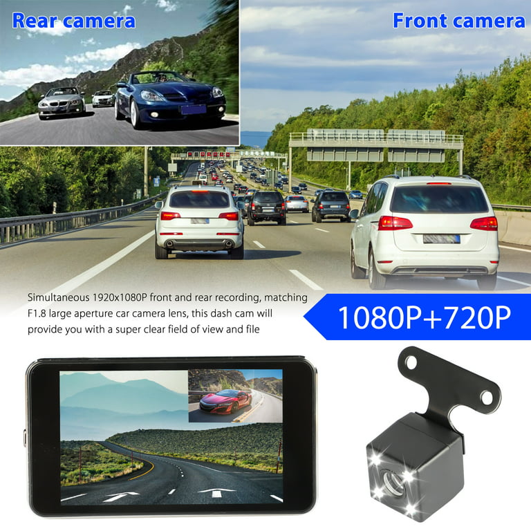 Etokfoks 3 in. Screen Dual Dash Cam with Front Rear Camera G