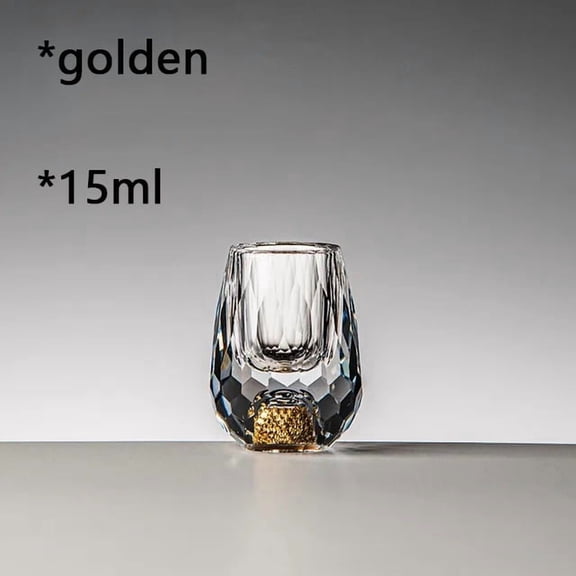 1/2/4/6pcs Luxury Crystal Glass Vodka Sake Shochu Bar Liqueur Gold Foil Glass Tea Cup Gift Hard Liquor Wine Glasses 15ml