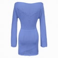 thumbnail image 4 of NIEWTR Womens Summer Knitted Hollow Bikini Cover Up Shirt Bathing Suit Beach Coverup Dress for Vacation(Blue,L), 4 of 4