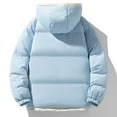 thumbnail image 5 of Unisex Winter Hooded Cotton Jacket, Loose Fit Bomber Style Thickened Warm Coat with Water Resistant Finish, Oversized Puffer Parka for Men and Women, All Season Thermal Insulated Outerwear Sky Blue M, 5 of 5
