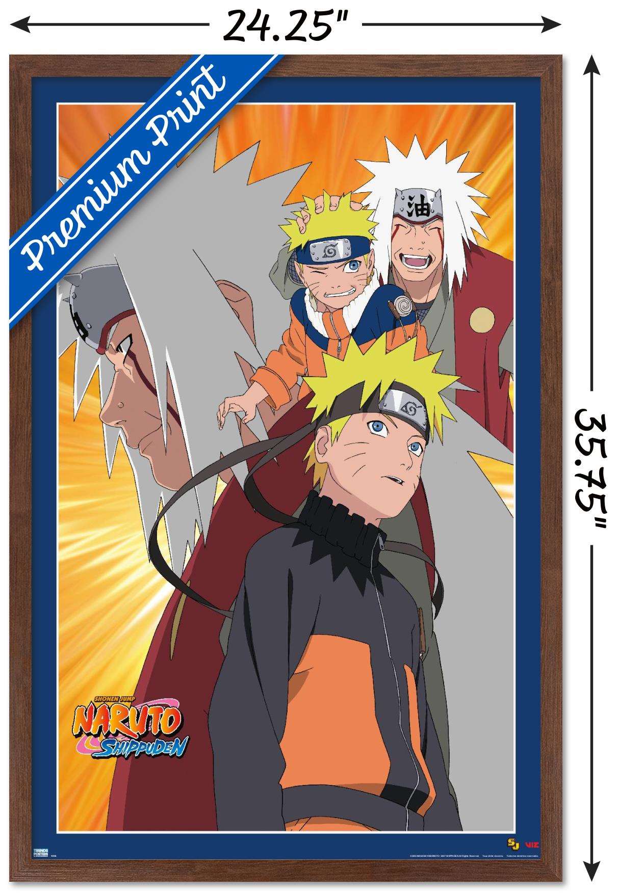 Naruto - Naruto and Jiraiya Wall Poster, 22.375" x 34", Framed