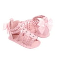 thumbnail image 3 of hirigin Baby Girls Summer Sandals, Anti-Slip PU Leather Hollow Out Flat Shoes with Back Bow, 3 of 5