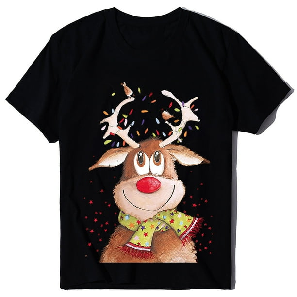 Camisas Navidenas Mujeres Hombres O Cuello Manga Corta Feliz Navidad Estampado Familia Tops Camiseta Blusa Odeerbi ODB121389 Walmart en linea