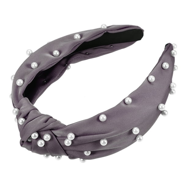Diadema de perlas anudadas Unique Bargains estilo Casual para mujeres púrpura