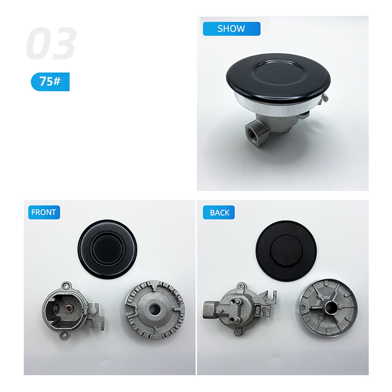 Metal Stove Burners and Knob Set Cooktop Burners Heads and Control Knobs Ranges Burners Caps Metal Texture for Stove