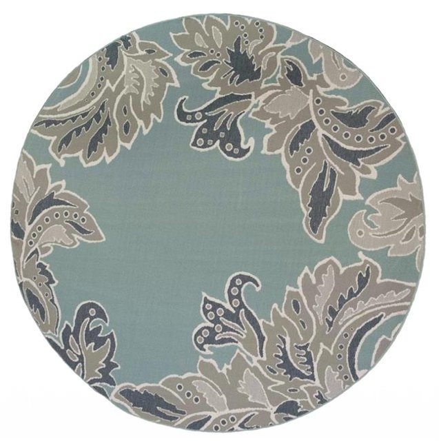Trans-Ocean Importe RVID8764803 Tapis d'Intérieur et d'Extérieur de 7 Pi. 10 Po Liora Manne Ronde Riviera - Cool