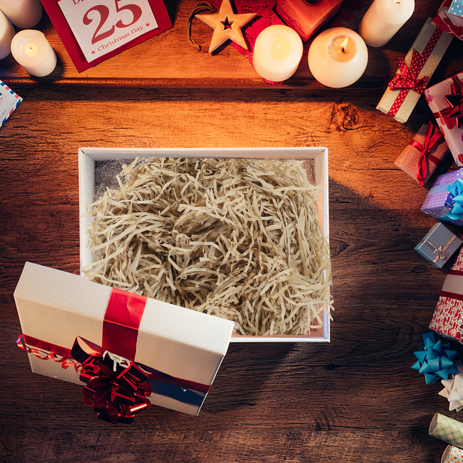 Papier Déchiqueté Couleur Café Clair - 100 G - Remplissage Pour Emballage Cadeau, Paniers