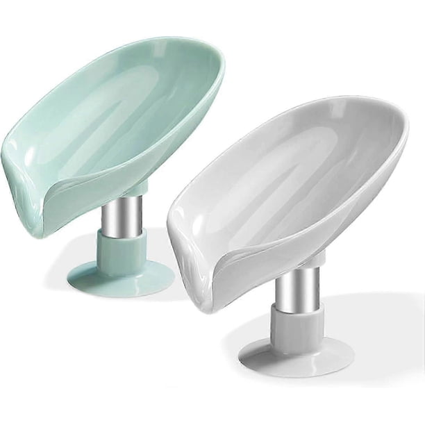 Soap Dishes 2 Pcs,Soap Holder with Drainage,Soap Dish for Shower,Easy Cleaning Soap Box Container,Leaf Shape Soap Tray,Used in the Kitchen Bathroom