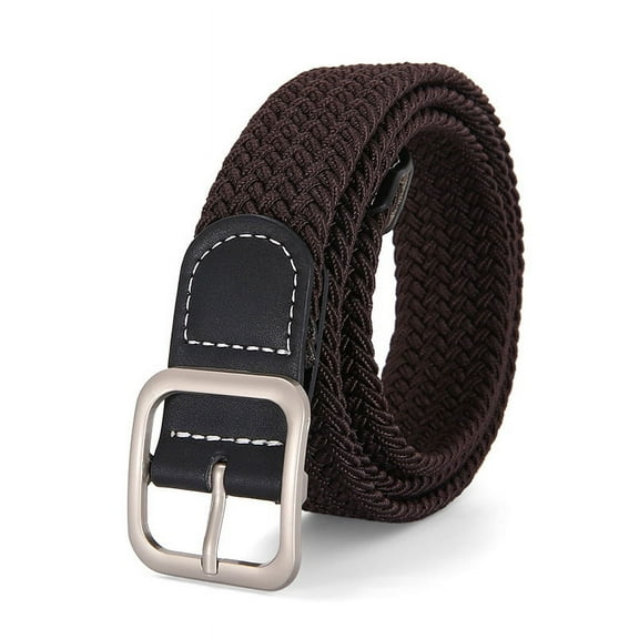 Zhuge Stretch Belt for Men, Men Elastic Woven Braided Belt 1 3/8 Casual Belt Golf Belt for Jeans Pants(Coffee)