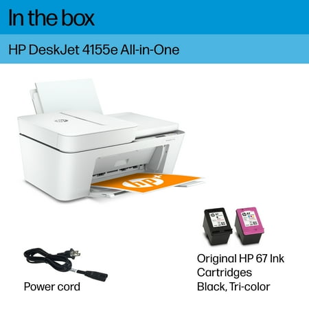 HP - DeskJet 4155e Wireless All-In-One Inkjet Printer with 3 months of Instant Ink Included with HP+ - White