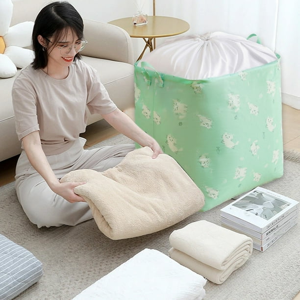 Bolsa de almacenamiento plegable extragrande para mantas y ropa | Bolsa de tela con cierre de cordón | Cesto para la ropa sucia de 50 x 50 x 40 cm | Organizador para debajo de la cama y el armario